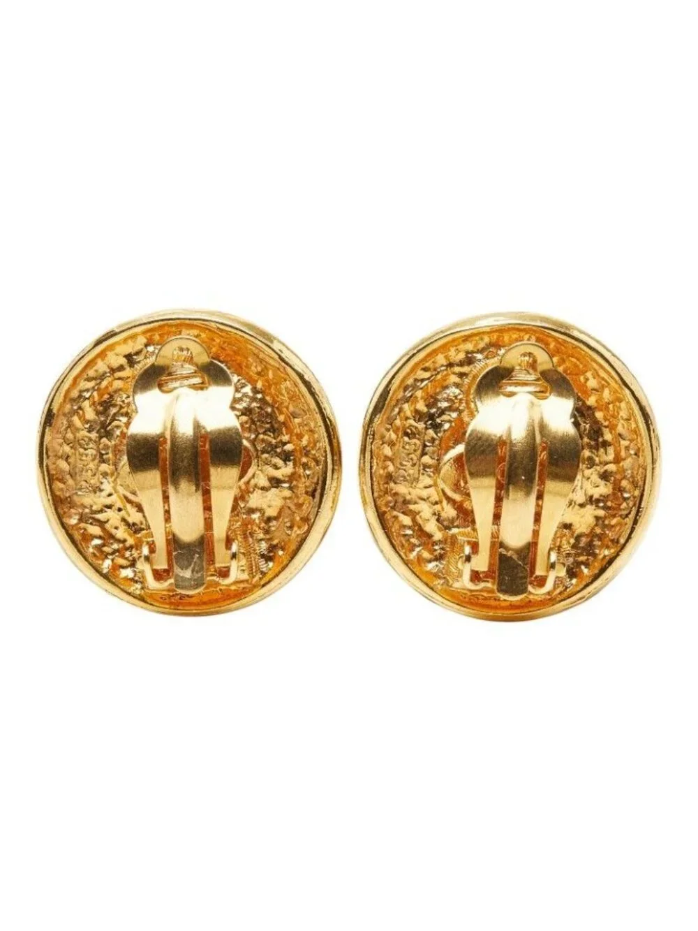 Chanel Round Earrings Gold Faux Pearl Plated